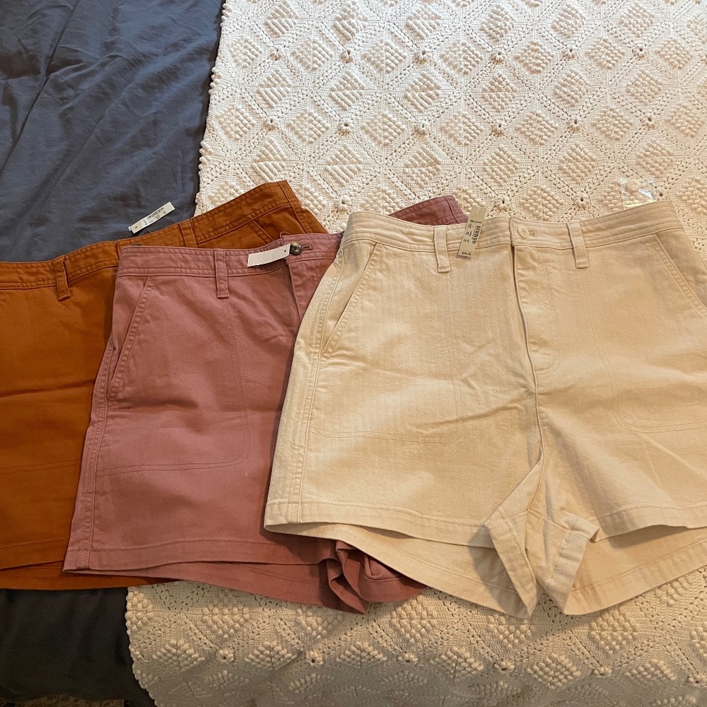 Madewell Camp Shorts - Rust, Pink, Cream